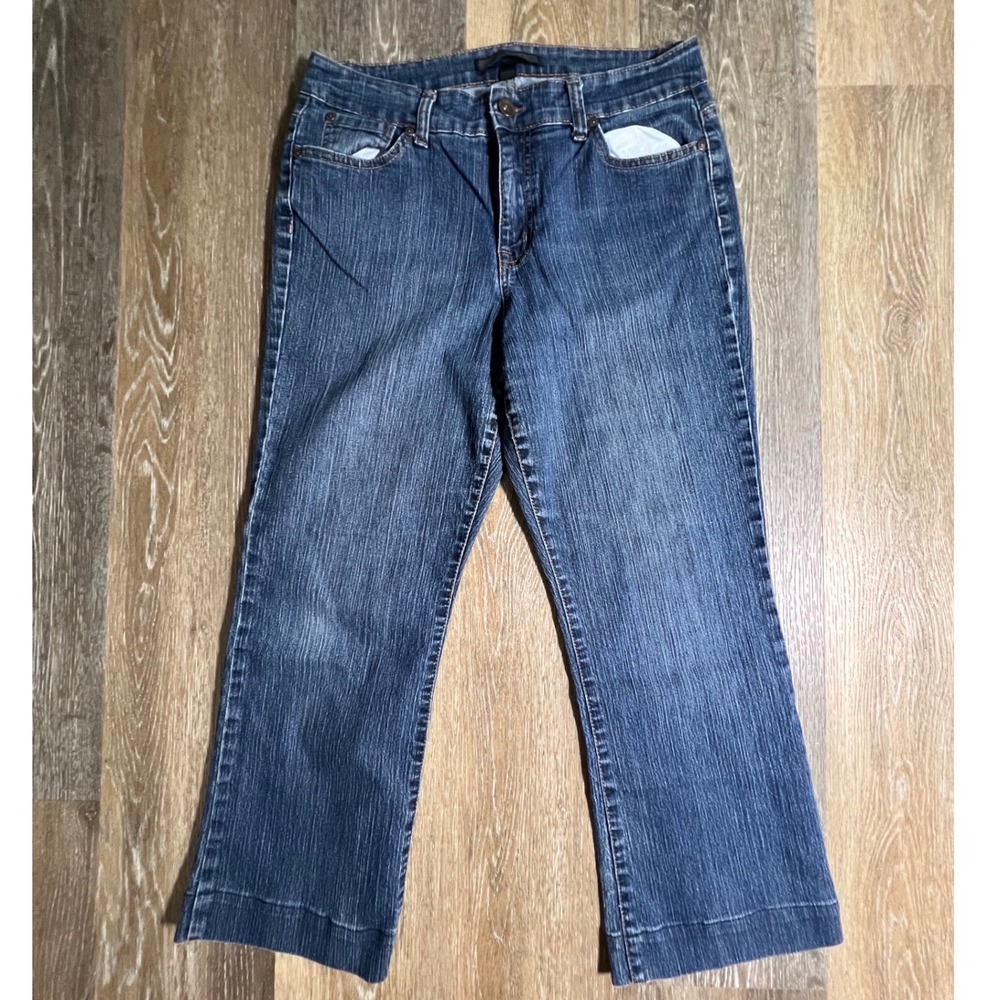 Nine West Jeans Pants Womens 12 Blue Mid Rise Bootcut Embroidered Pocketโ 1689